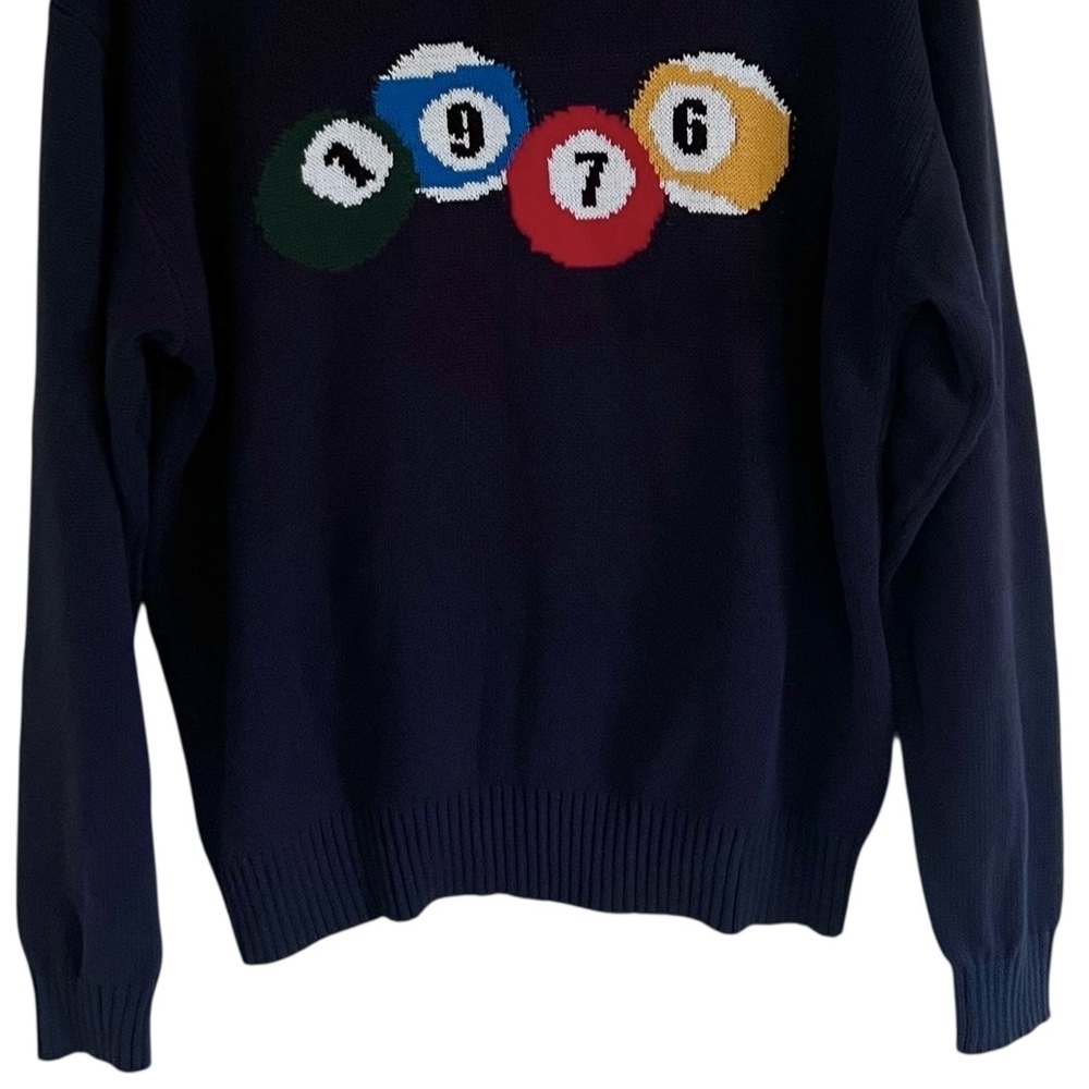 Edikted Blue 1976 Billiards Cotton Graphic Crewneck Sweater NWT Medium - Picture 4 of 10